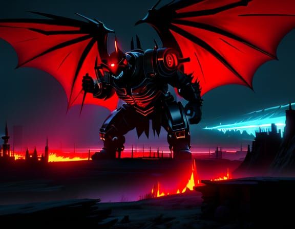 Dark Fantasy Battle Scene with a Massive 3D Rendered Bat
