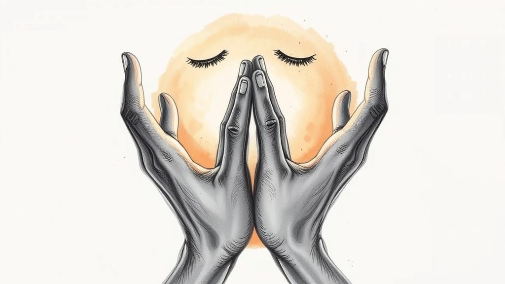 Hands in Contemplative Glow Conveying Mindfulness and Balanc...