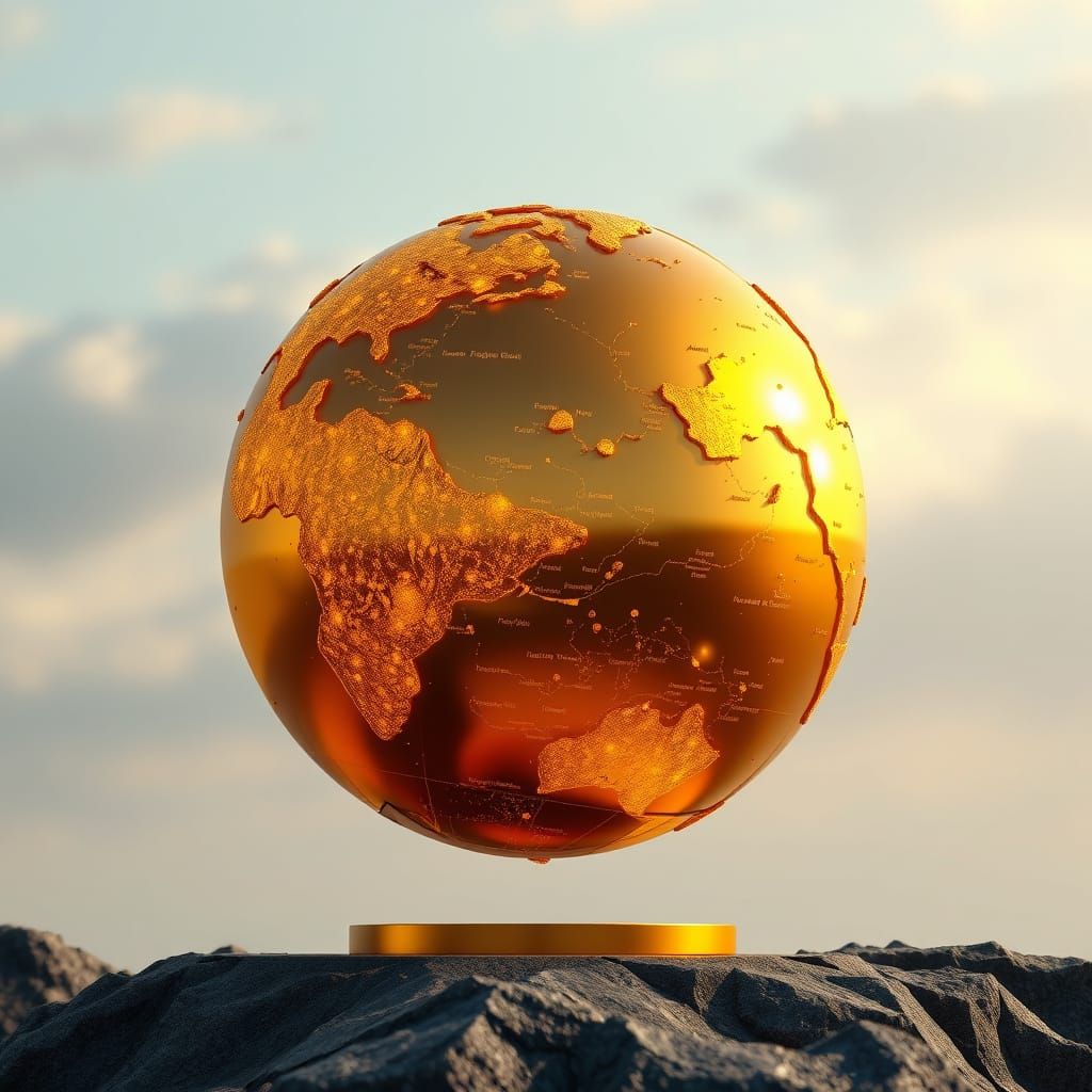 Glowing Golden Orb in Hyper-Realistic Detail