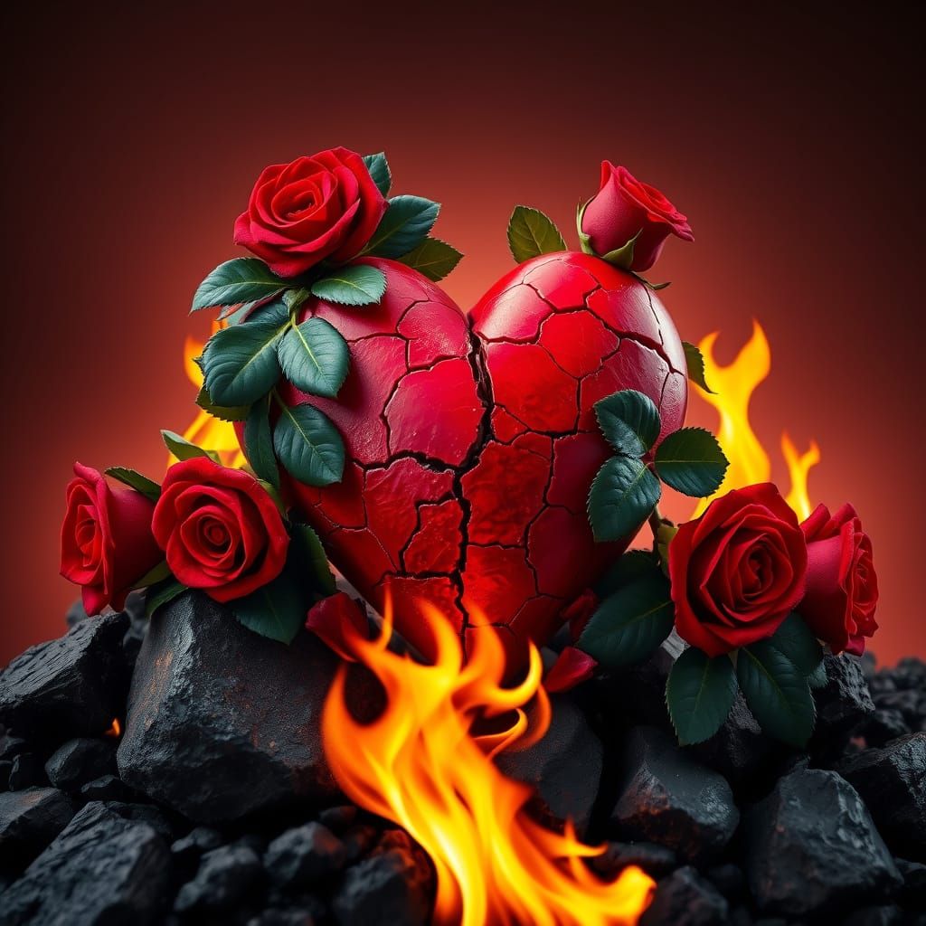 Dramatic Heart of Passion in Vibrant Colors