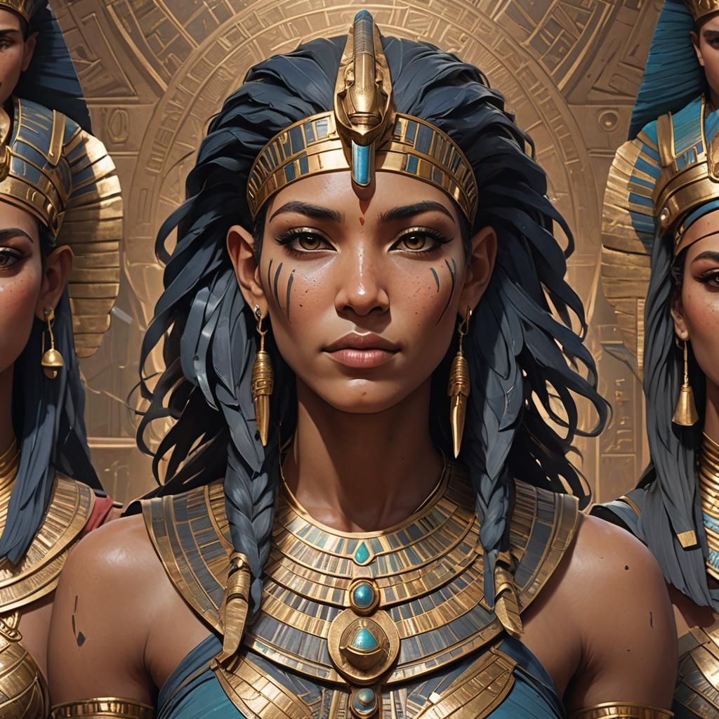 Egyptian Warriors Portrait in Hyperdetailed Style