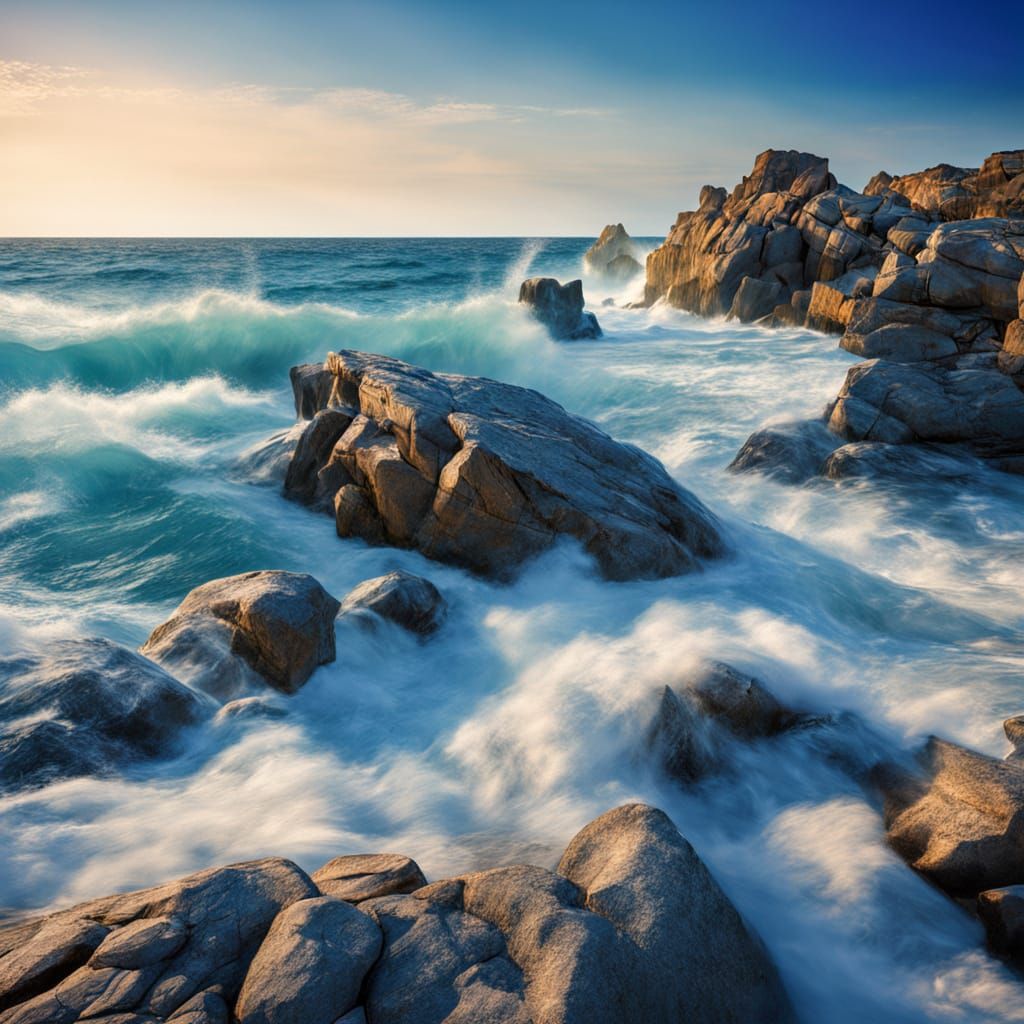 Gentle Ocean Waves in a Serene Blue Ocean Landscape
