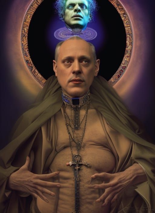 Electric Pope's Opium Dream: Hyperrealistic Ornate Art