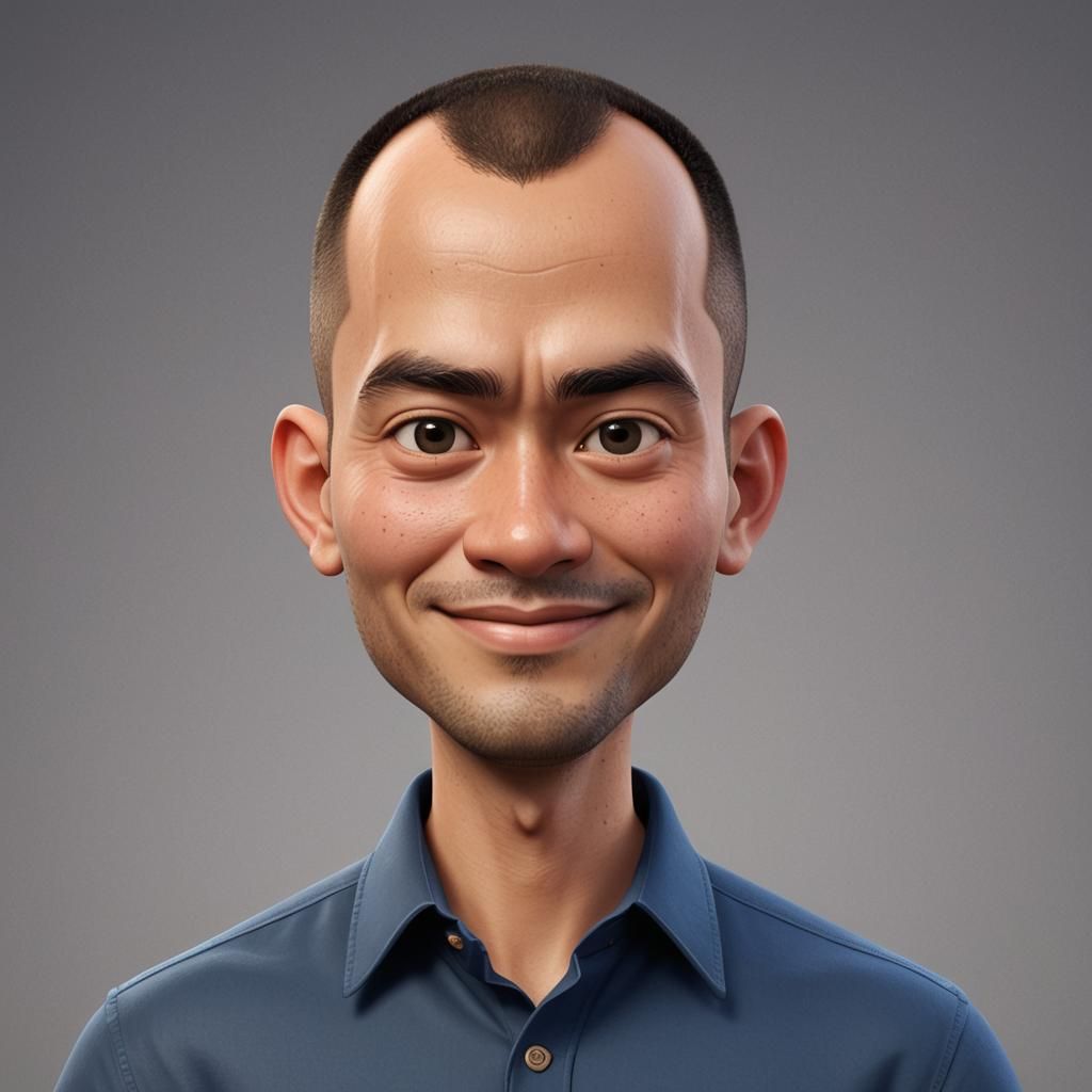 3D Caricature of Indonesian Man in Pixar Style