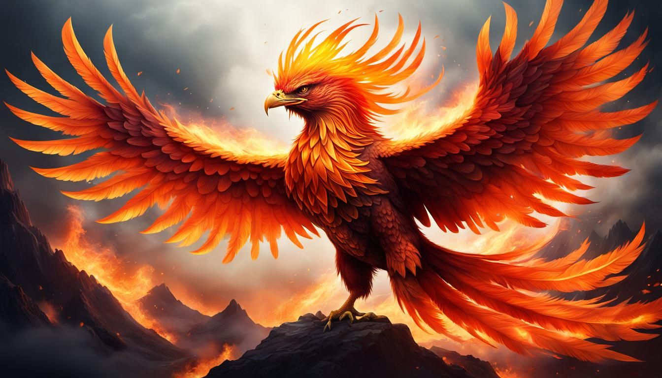 Fiery Phoenix Soaring Through the Sky