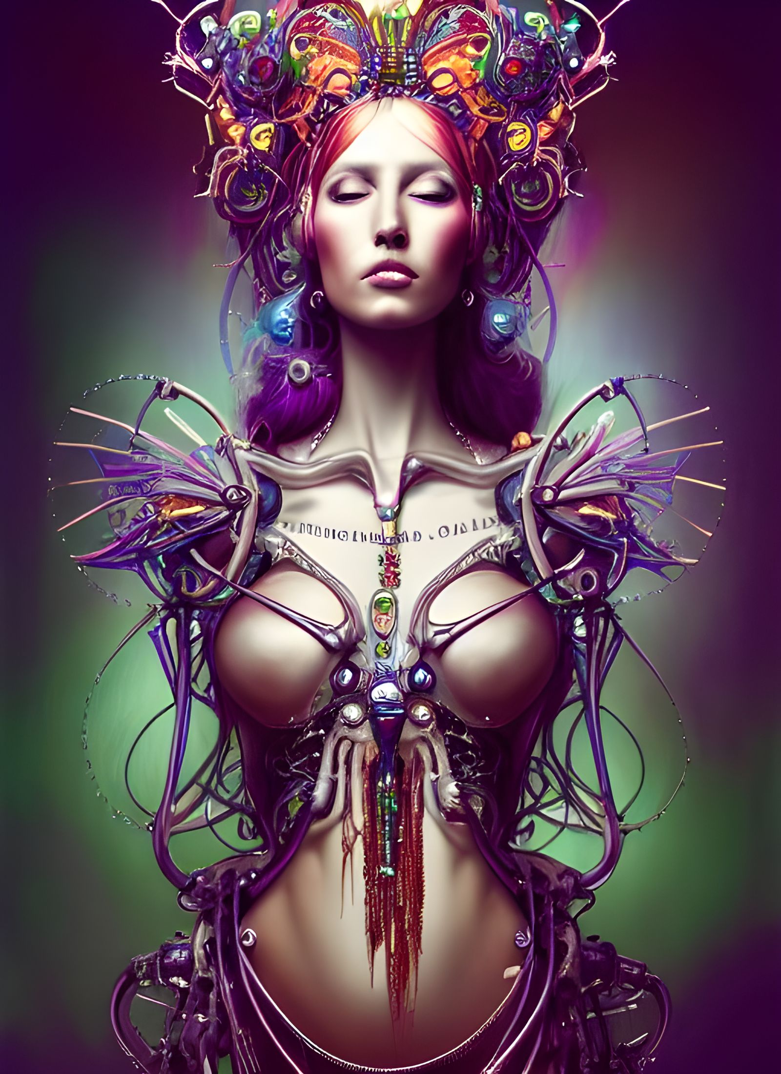 Biomechanical Princess with Jewels in Artgerm Style
