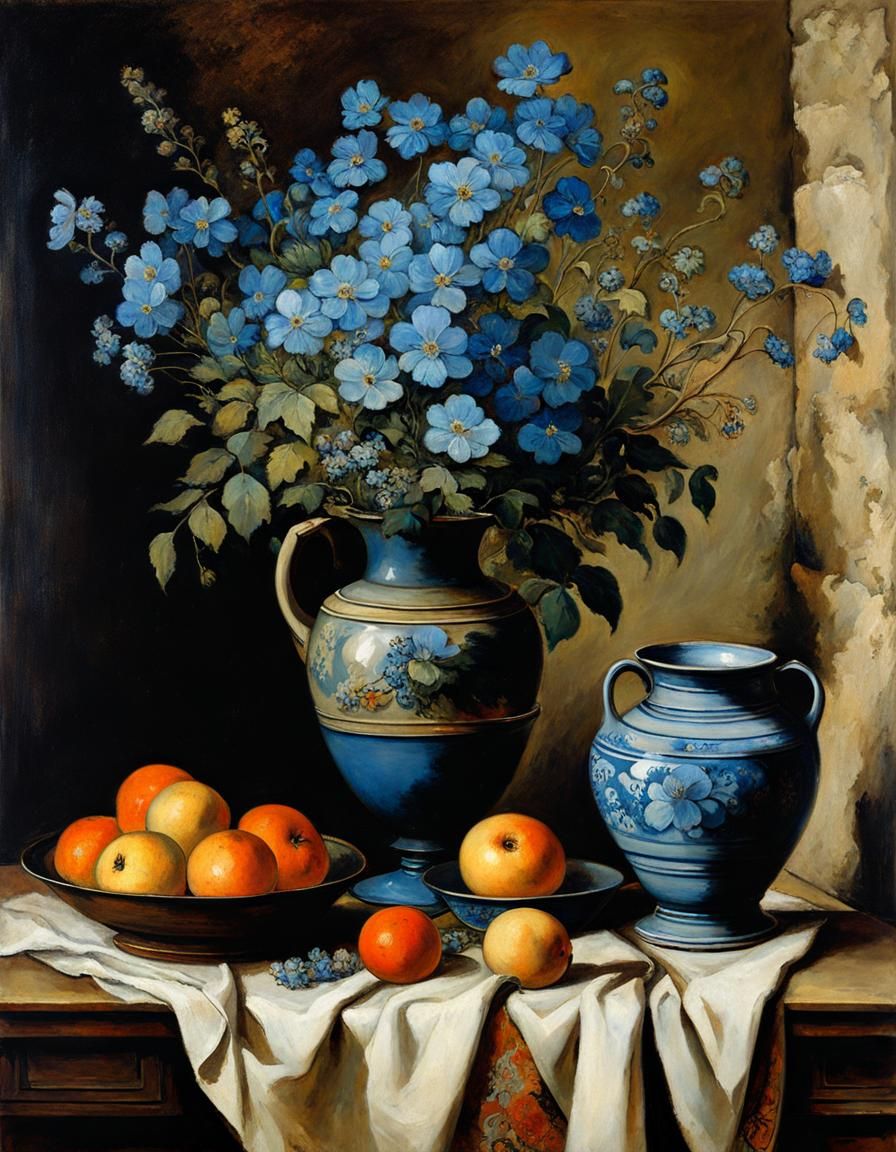 Stillife with blue flowers