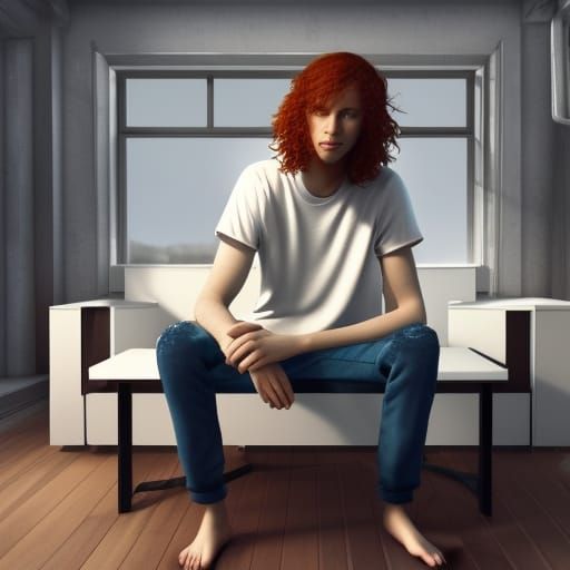 Boy in White Room: Detailed Matte Painting