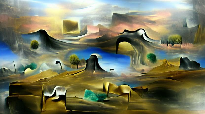 Surreal Abstract Landscape in Oil on Canvas