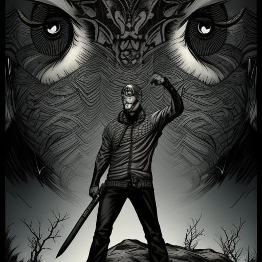 Odin in Tribal Tattoo Art with Ravens