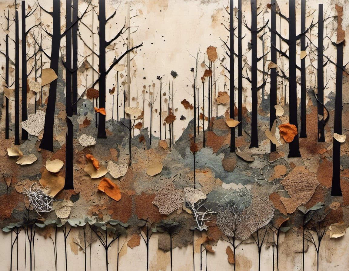 Collage Patchwork Forest at Dawn