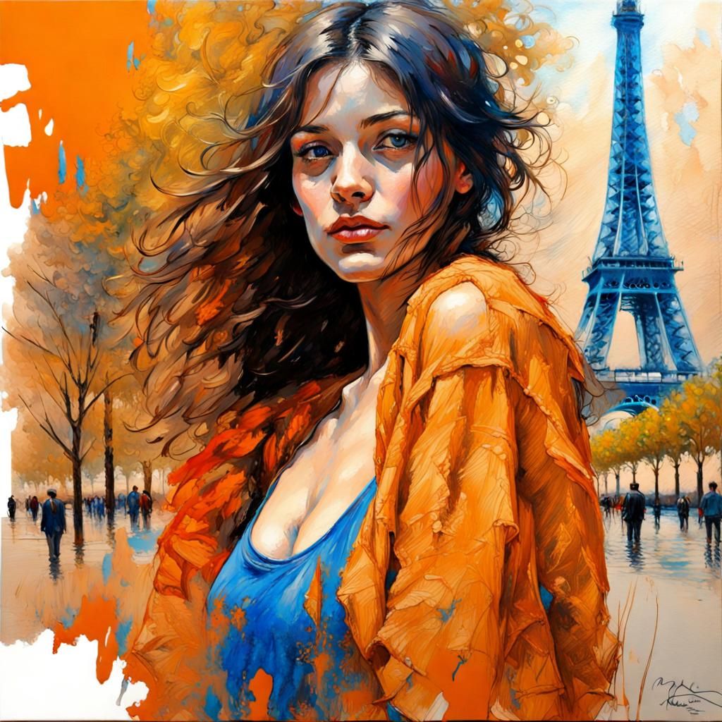 French Girl Portrait in Expressionist Impasto Style