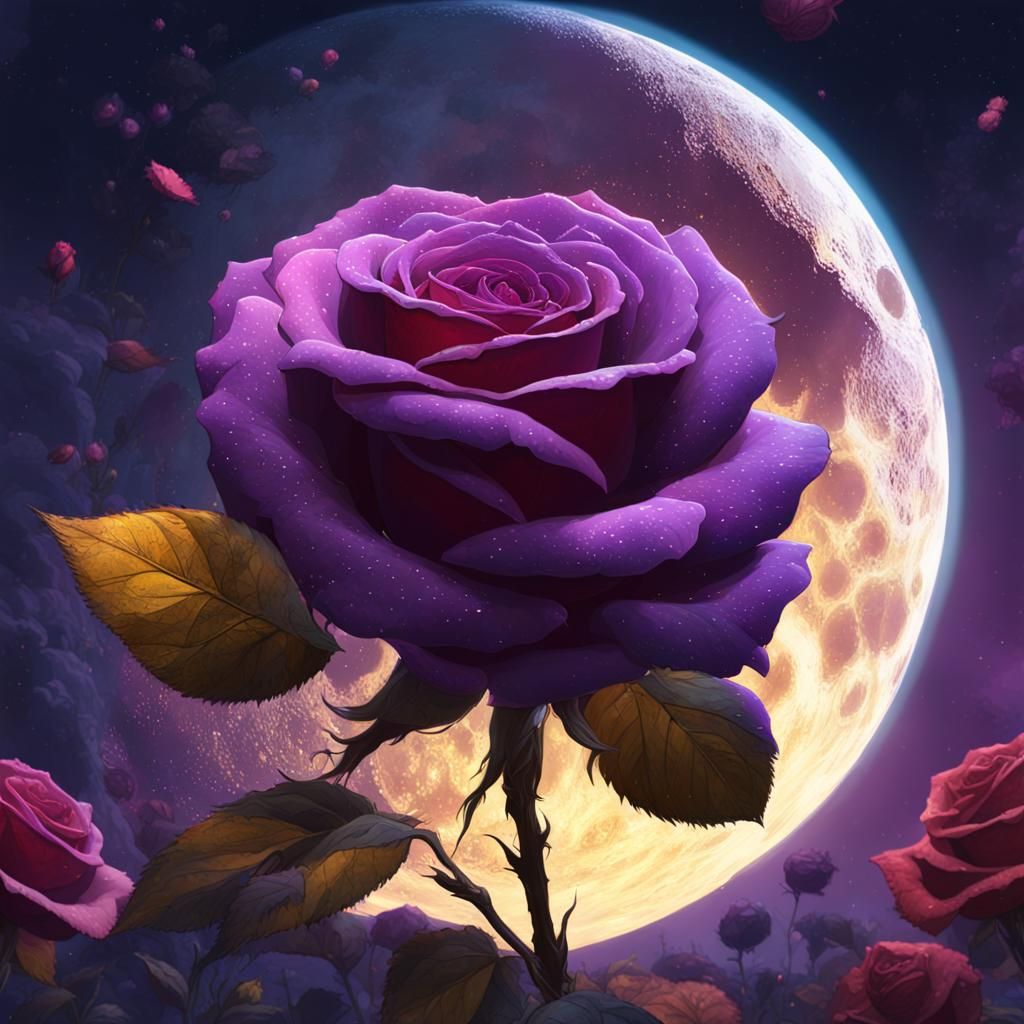 Moonlit Rose: Hyperdetailed Dark Fantasy Concept Art