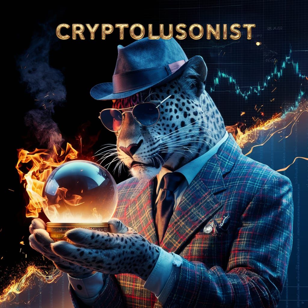 Leopard in Suit Gazing into Crystal Ball