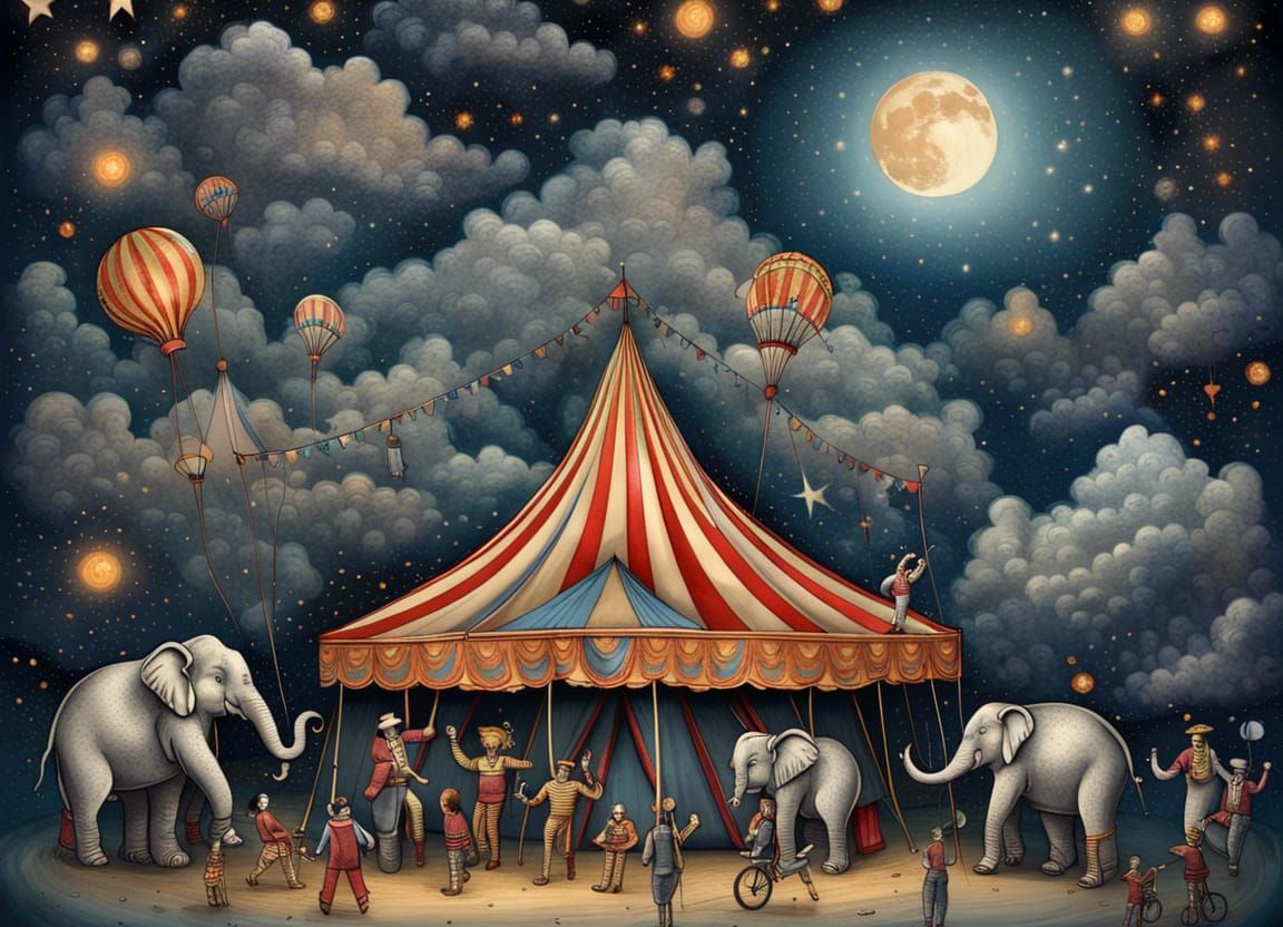 Starry Night Circus Under a Radiant Sky