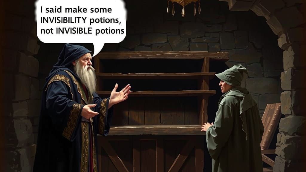 Wizard's Fury Over Potion Mistake in Ancient Room