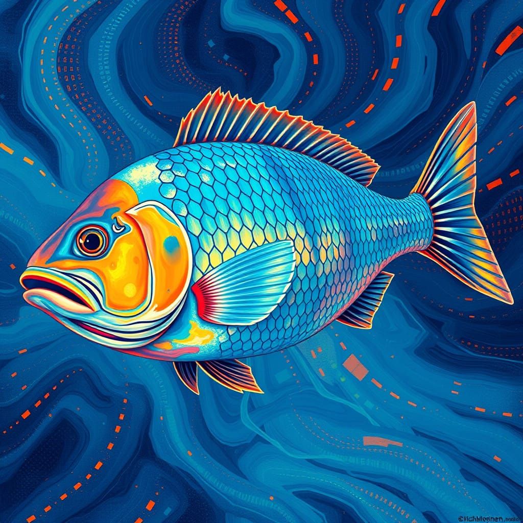 Electric Fish in Vibrant, Abstract Expressionism