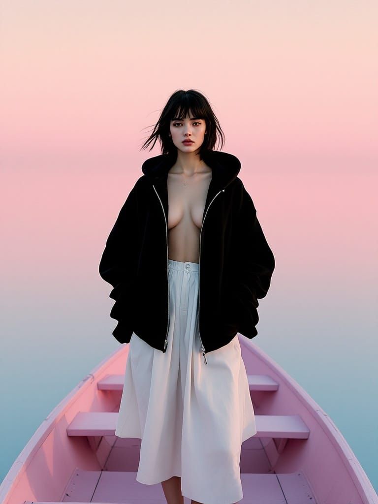 Surreal Fashion Portrait in Dreamlike Setting