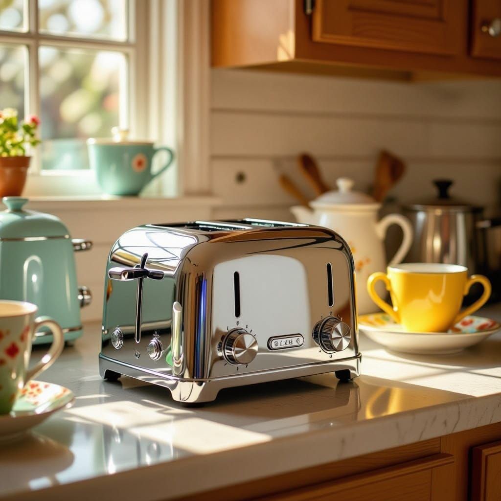 Retro Kitchen Scene in Vibrant 1950s Style