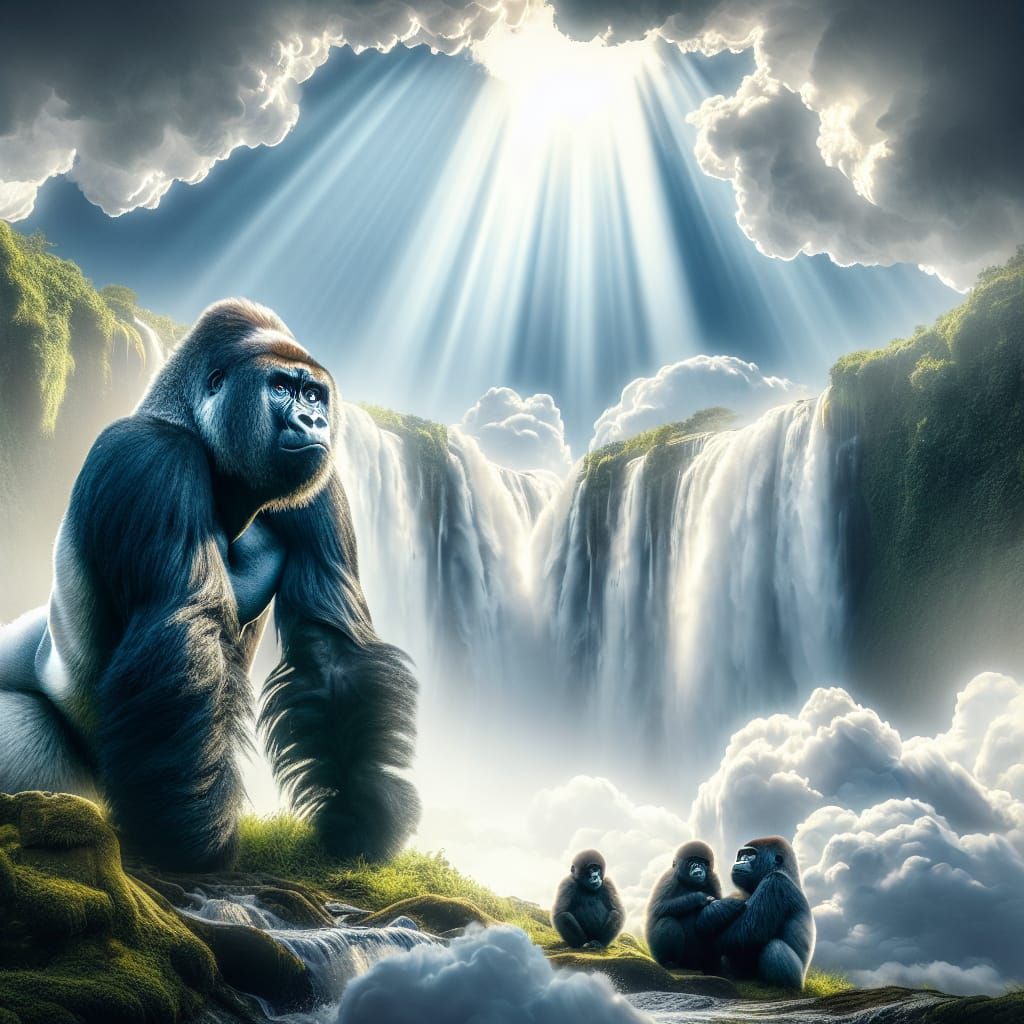 Majestic Silverback Gorilla Illuminated by Divine Light