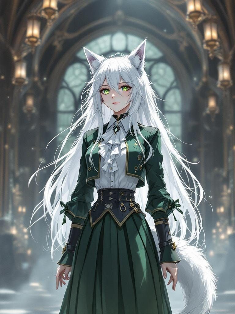 Anime Wolf-Girl in Victorian Steampunk Style