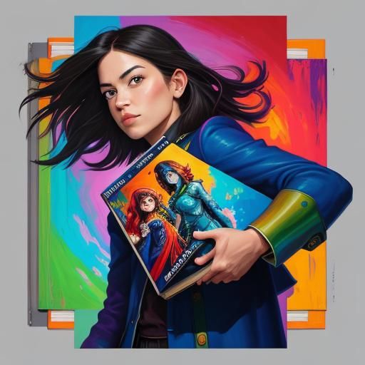 Girl Enters Giant Book in Digital Painting