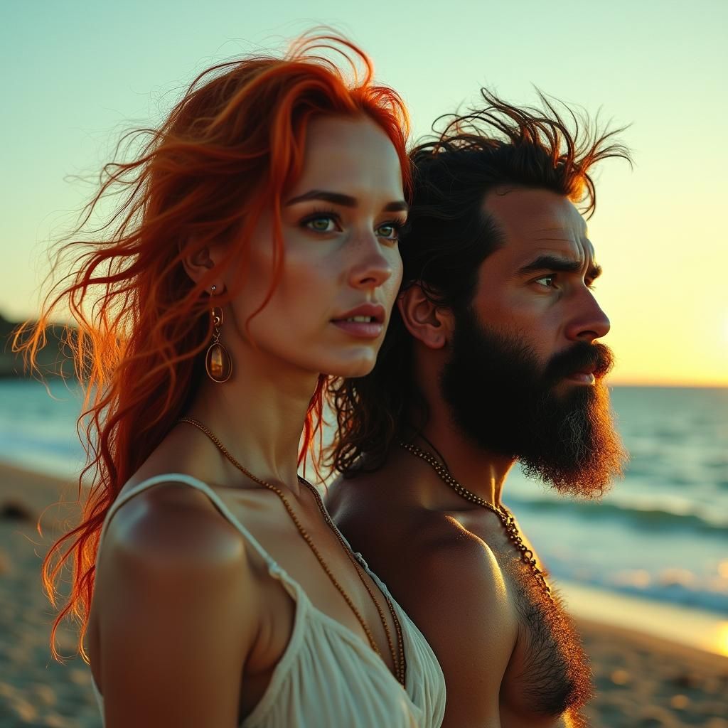 Island Duo in Art Nouveau Digital Painting