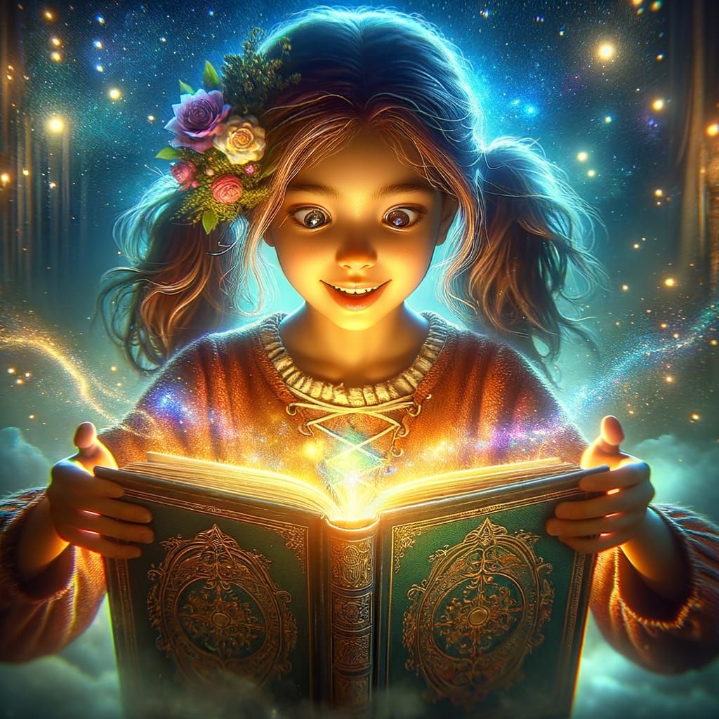 A Young Girl's Enchanted Discovery in a Whimsical Realm