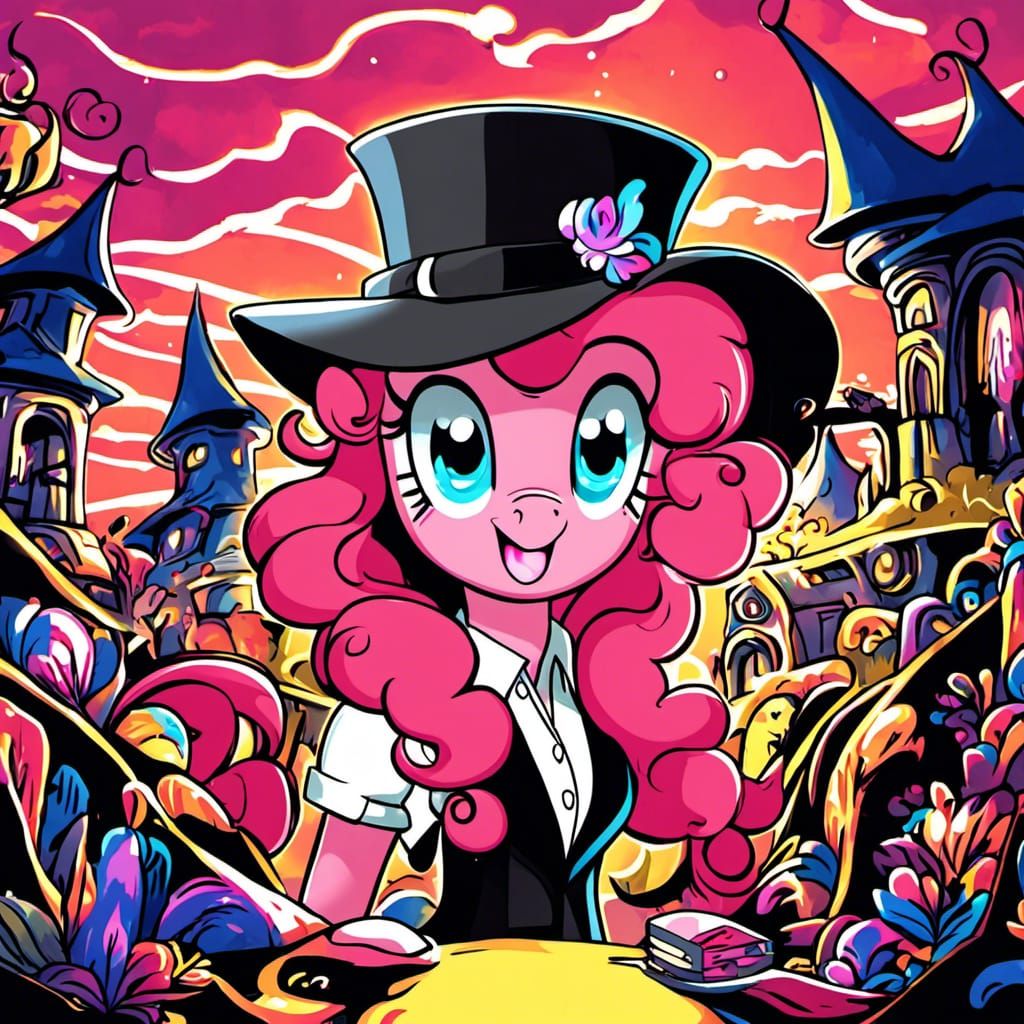 Pinkie Pie as Detective in Psychedelic Fantasy Art