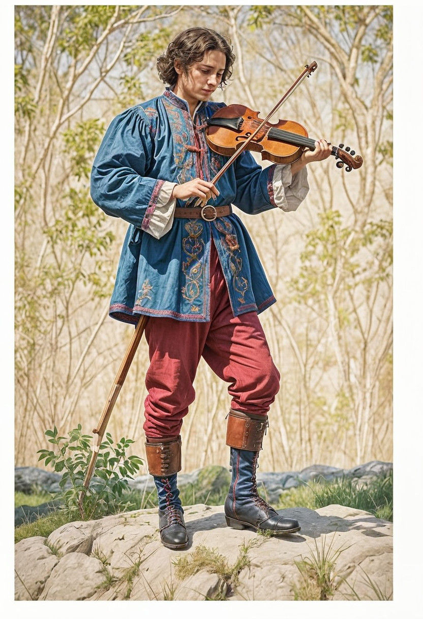 17th-Century Romani Musician in 8K Realism