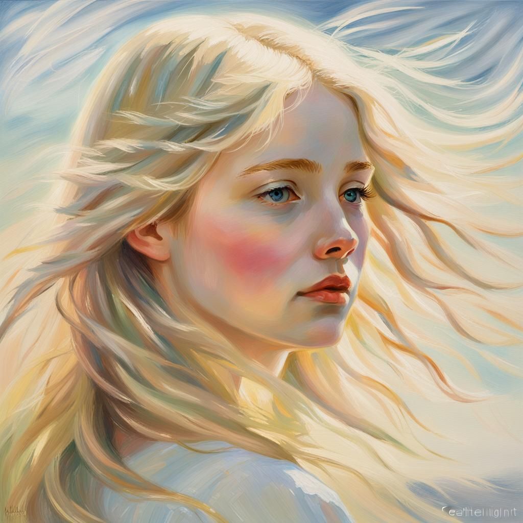 Serene Impressionist Portrait in Soft Pastels