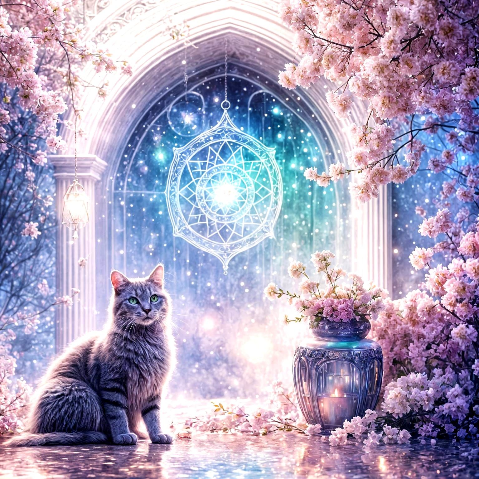 Magical Witch Room with Pearl Cauldron and Cat