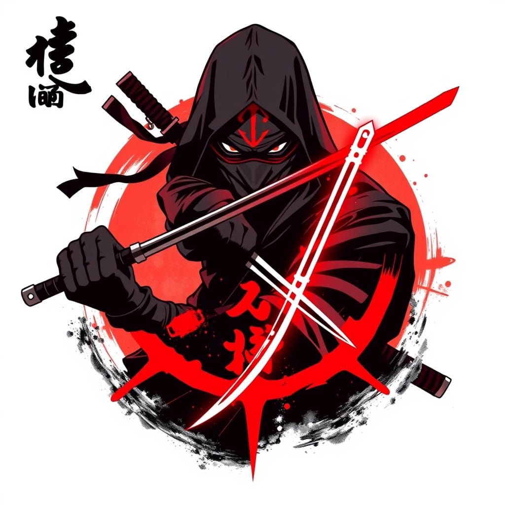 Ninja Warrior in Traditional Japanese Armor