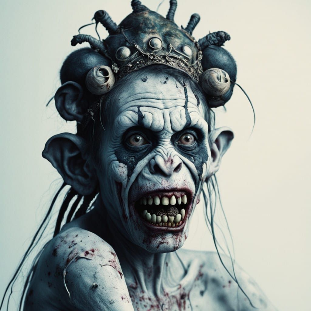 Grotesque Female Zombie Monkey Monster Clown