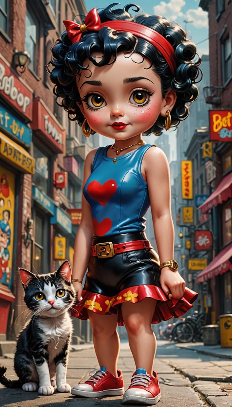 Betty Boop and Cat in Vibrant 4K Realism