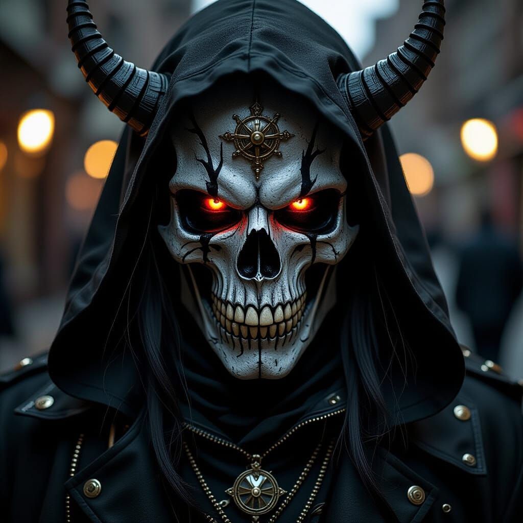 Gothic Demonic Vampire with Steampunk Skull Mask