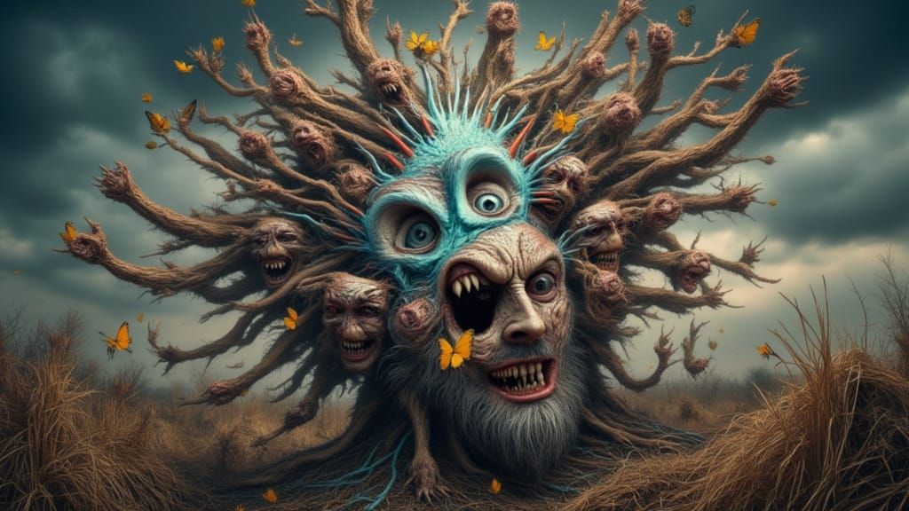 Surreal Mindscape of Mutating Faces and Creatures