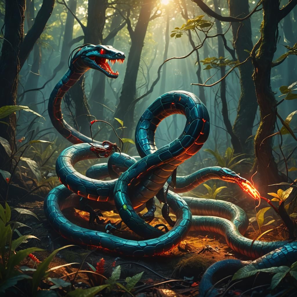 Ferocious Snake-Ant Creature in Mystical Forest