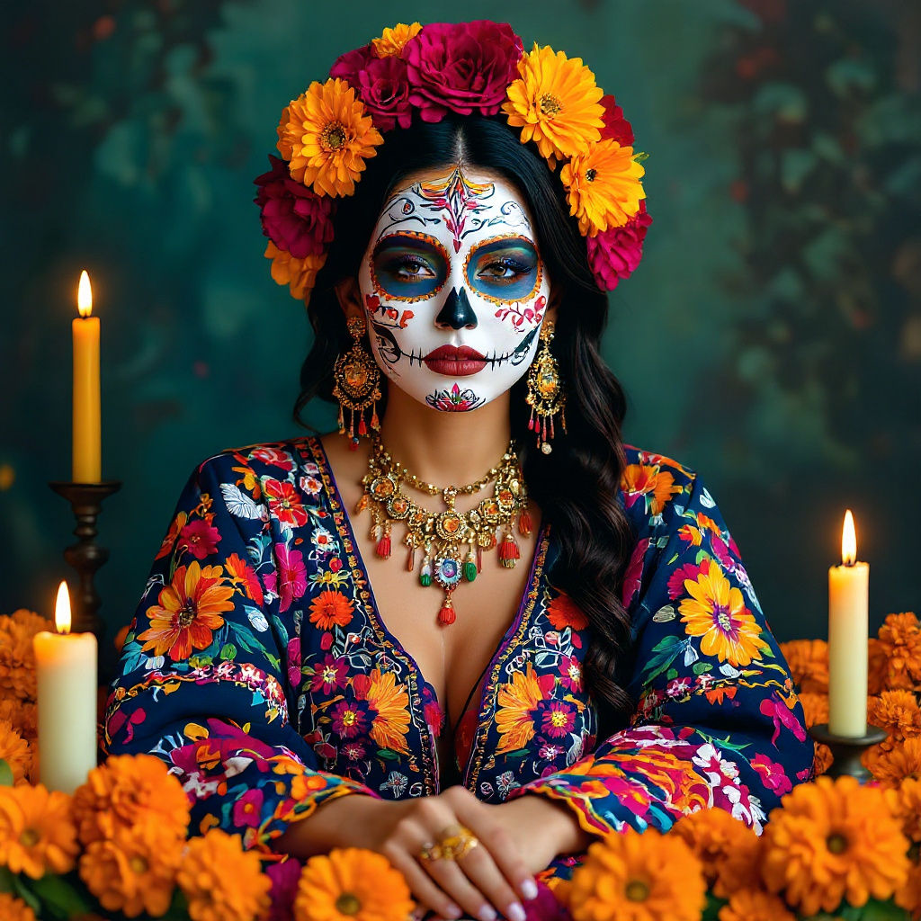 Woman with Día de los Muertos Face Paint