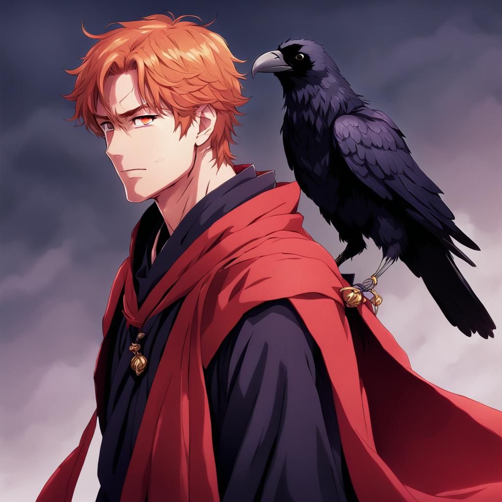 Handsome Man with Raven: Anime Key Visual
