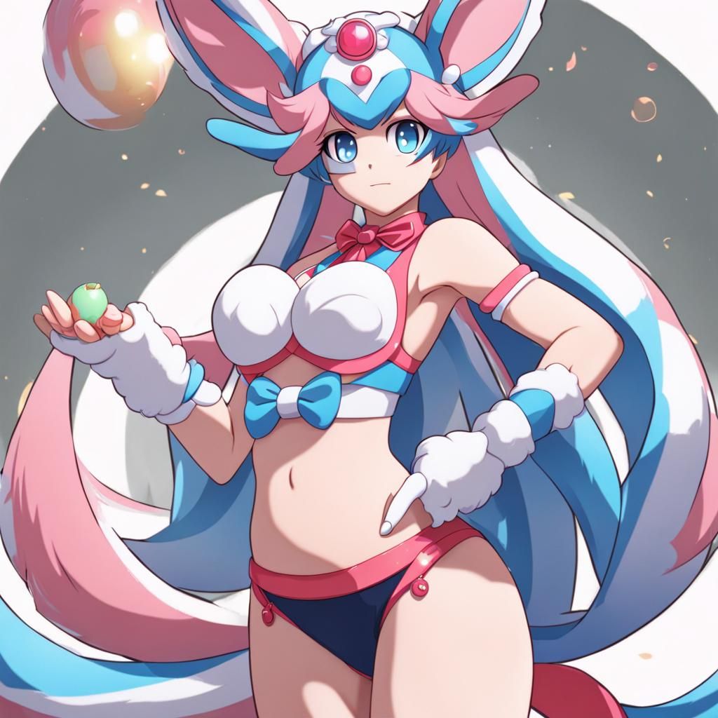 Humanoid Sylveon Character in Underwear