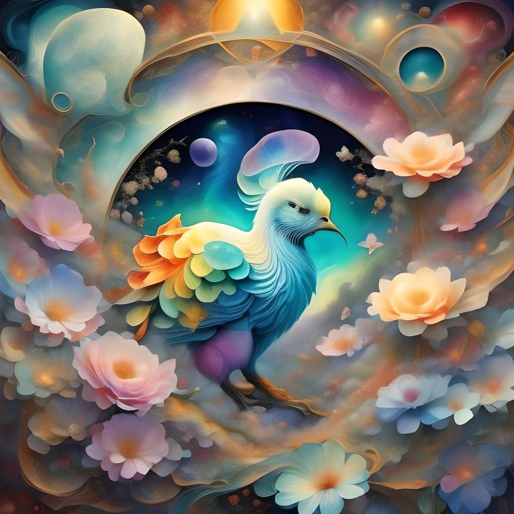 Surreal Fractal Flower with Swirling Halo