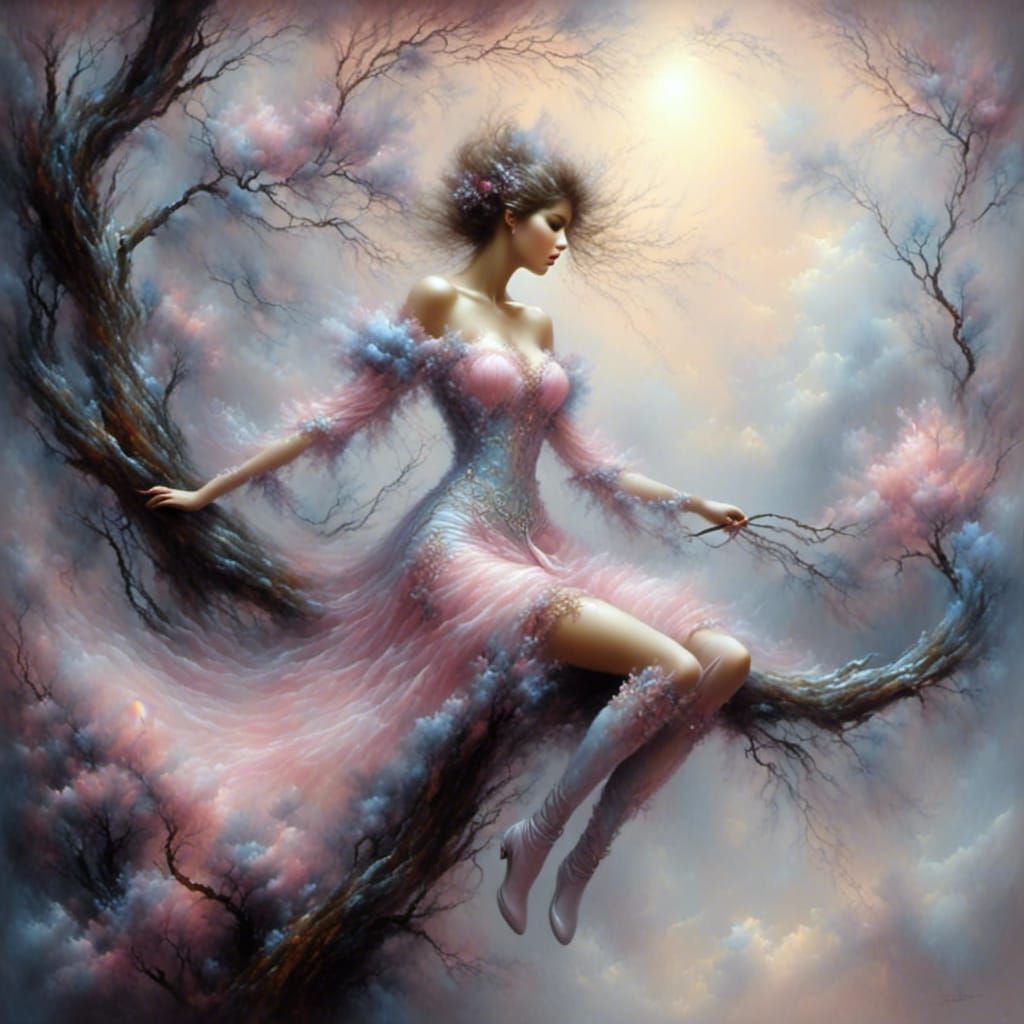 Pastel Portrait: Lady on a Rope Swing