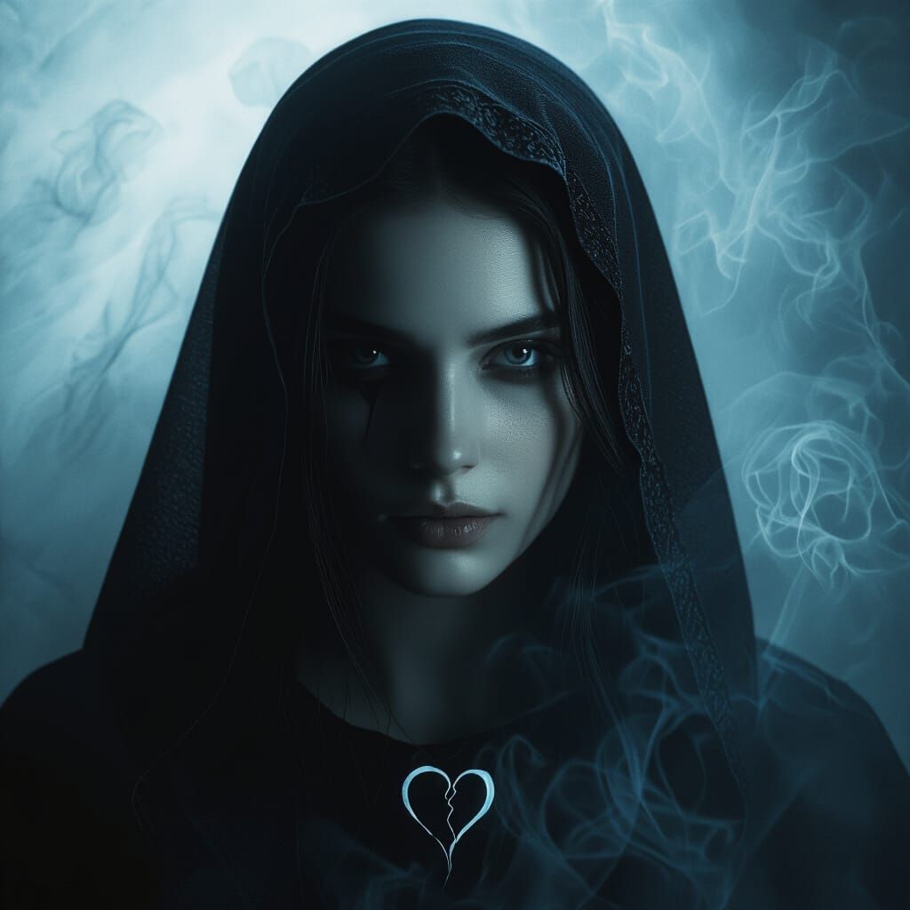 Mysterious Portrait With Cold Blue Light and Shadow