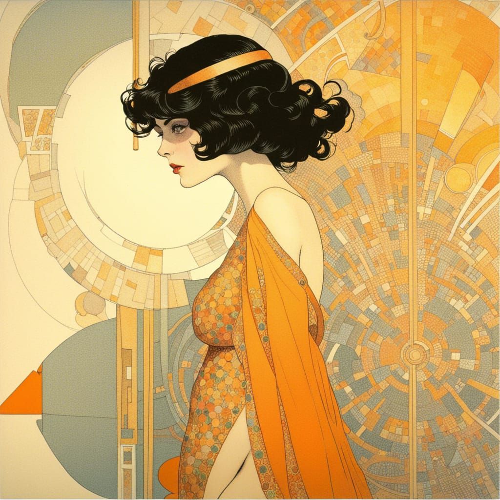 Pointillist Art Deco Oppenheimer in Kirchner Style