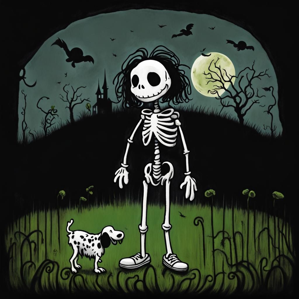 Horror Peanuts Legume in Tim Burton Style