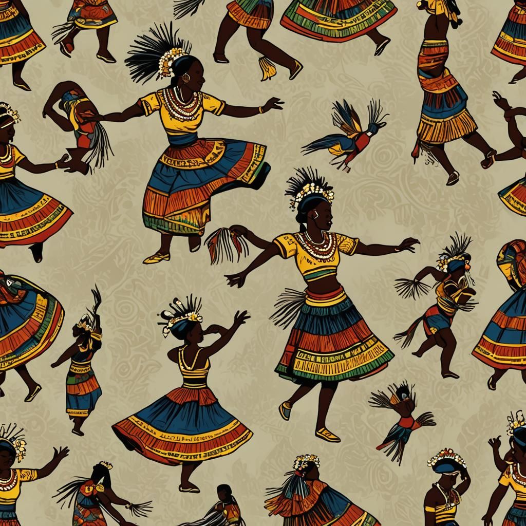 Huwia Woman Dancing in Traditional Skirt