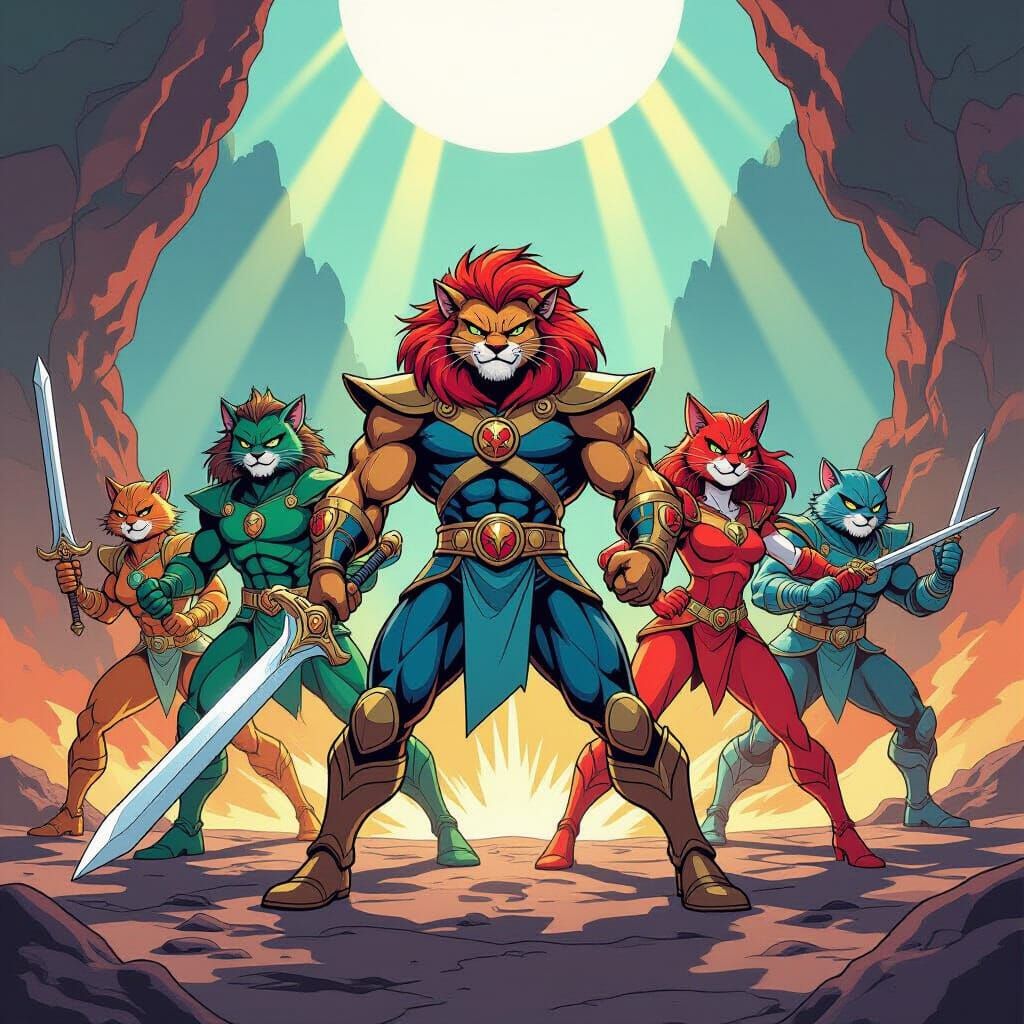 ThunderCats Battle on Thundera in Comic Art Style
