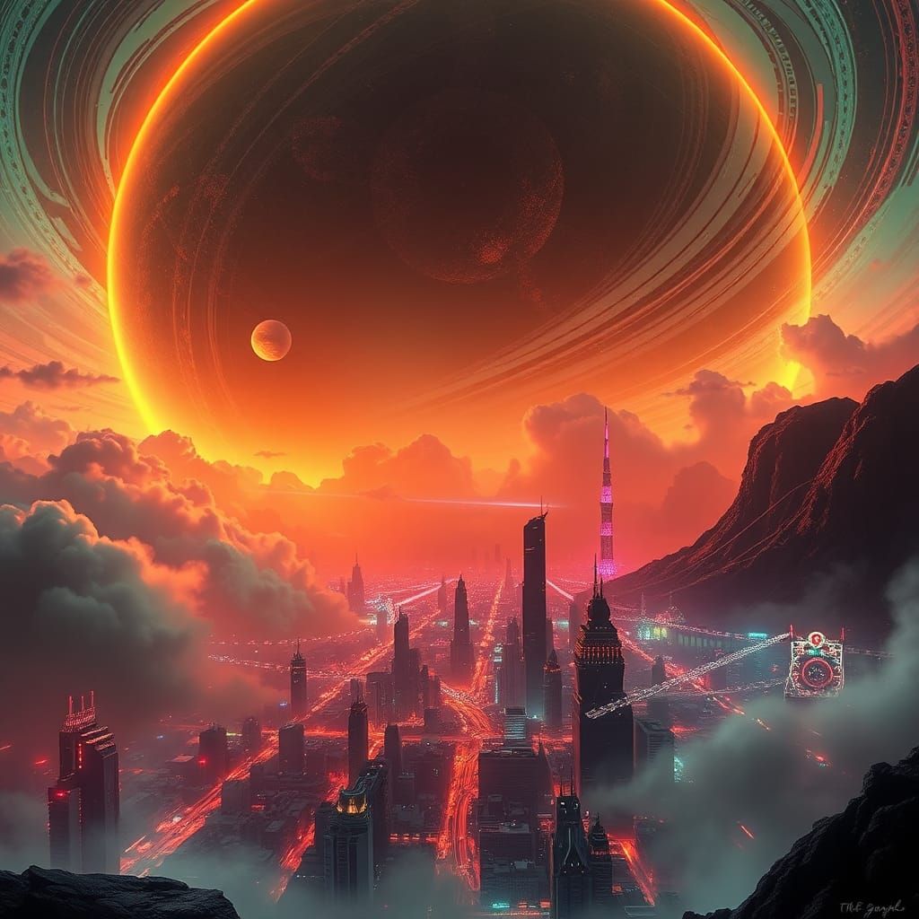 Terraformed Venus Cityscape in Cyberpunk Style