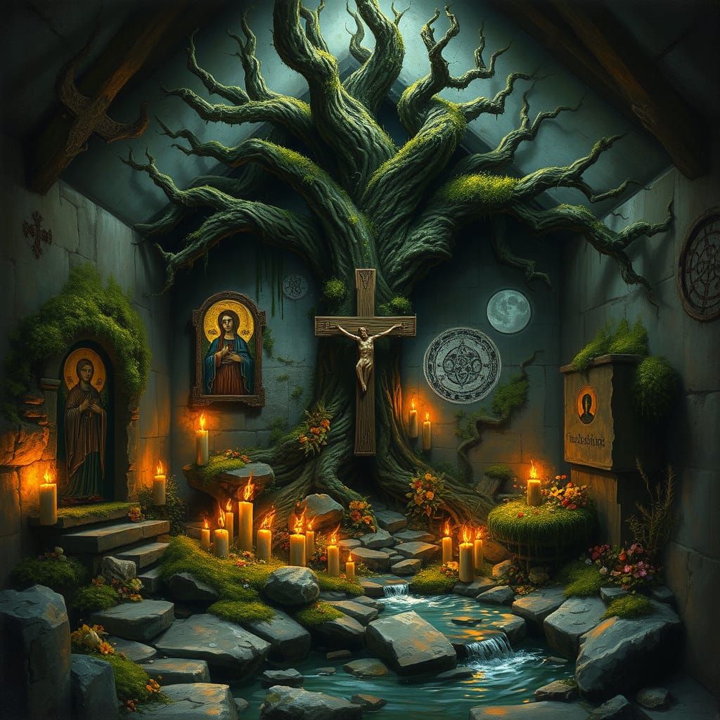 Sacred Grove Chapel in Mystical Atmosphere